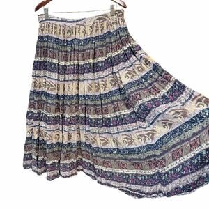 Vintage Spell Bound Woman Boho Patchwork Tiered Midi Skirt plus size 1X  cotton
